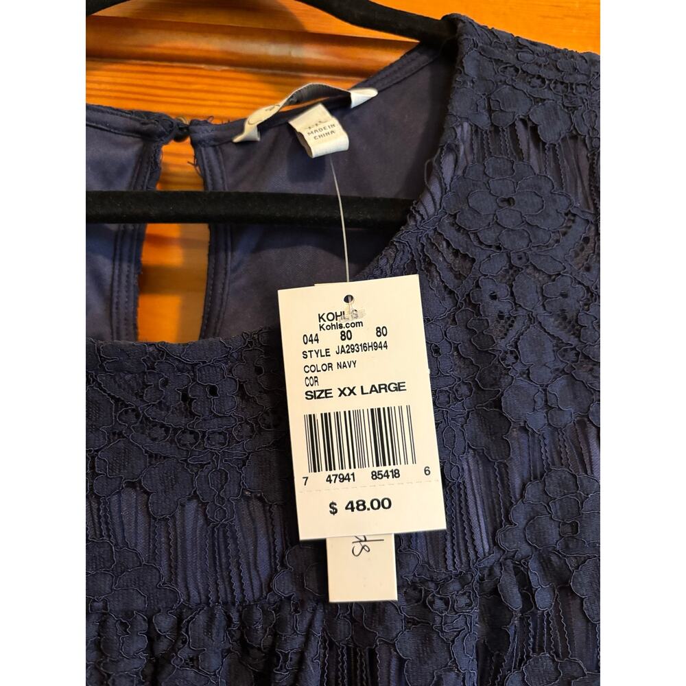 Navy sleeveless lined lace shift dress Speechless XXL NWT - Picture 3 of 5